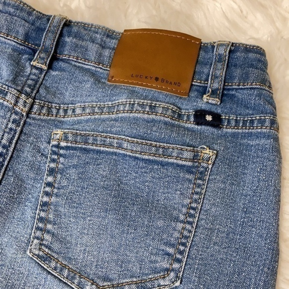 Lucky Brand raw edge blue Jean skirt Sz 12R - Picture 4 of 6